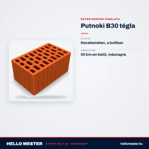 Putnoki B30 tégla – műszaki adatok – HelloMester Kecskemét