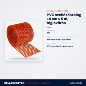 PVC szellőzőszalag 10 cm × 5 m, téglavörös – műszaki adatok – HelloMester Kecskemét