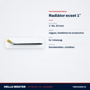 Radiátor ecset 1″ – műszaki adatok – HelloMester Kecskemét