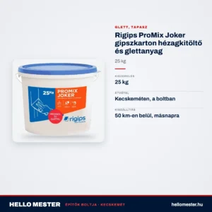 Rigips ProMix Joker gipszkarton hézagkitöltő és glettanyag 25 kg – műszaki adatok – HelloMester Kecskemét