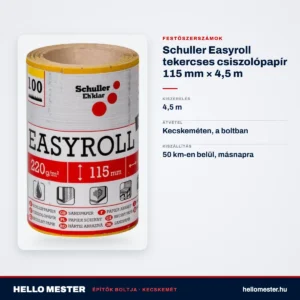 Schuller Easyroll tekercses csiszolópapír 115 mm × 4,5 m – műszaki adatok – HelloMester Kecskemét