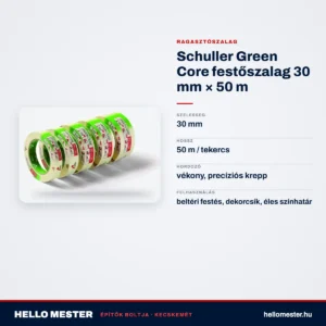 Schuller Green Core festőszalag 30 mm × 50 m – műszaki adatok – HelloMester Kecskemét
