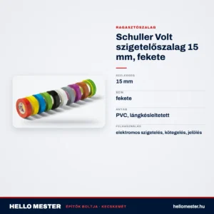 Schuller Volt szigetelőszalag 15 mm, fekete – műszaki adatok – HelloMester Kecskemét