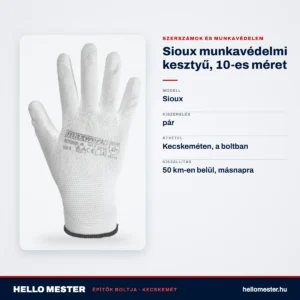 Sioux munkavédelmi kesztyű, 10-es méret – műszaki adatok – HelloMester Kecskemét