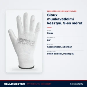 Sioux munkavédelmi kesztyű, 9-es méret – műszaki adatok – HelloMester Kecskemét