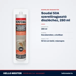 Soudal 50A szerelőragasztó díszléchez, 280 ml – műszaki adatok – HelloMester Kecskemét
