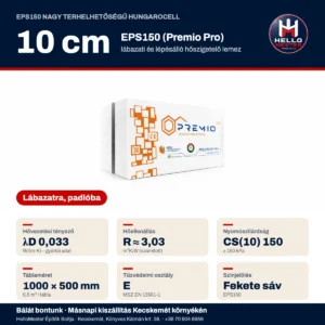 EPS150 lábazati hungarocell 10 cm – műszaki adatok: λD 0,033, CS(10) 150 kPa, 1000×500 mm | HelloMester Kecskemét