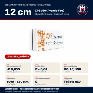 EPS150 lábazati hungarocell 12 cm – műszaki adatok: λD 0,033, CS(10) 150 kPa, 1000×500 mm | HelloMester Kecskemét