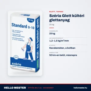 Széria Glett kültéri glettanyag 25 kg – műszaki adatok – HelloMester Kecskemét