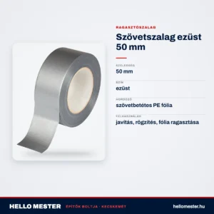 Szövetszalag ezüst 50 mm – műszaki adatok – HelloMester Kecskemét
