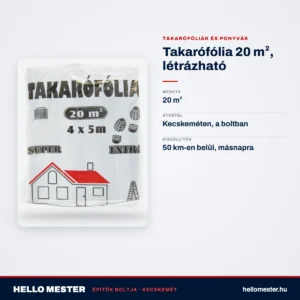 Takarófólia 20 m², létrázható – műszaki adatok – HelloMester Kecskemét