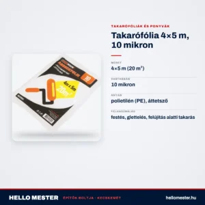 Takarófólia 4×5 m, 10 mikron – műszaki adatok – HelloMester Kecskemét
