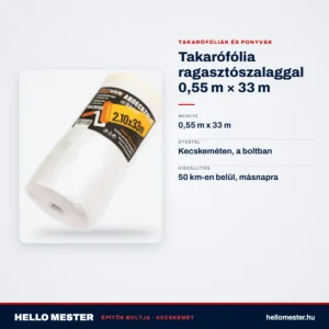 Takarófólia ragasztószalaggal 0,55 m × 33 m – műszaki adatok – HelloMester Kecskemét