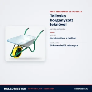 Talicska horganyzott teknővel – kerti és építkezési – műszaki adatok – HelloMester Kecskemét