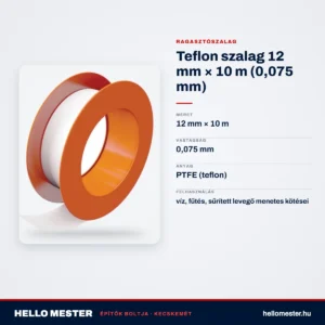Teflon szalag 12 mm × 10 m (0,075 mm) – műszaki adatok – HelloMester Kecskemét
