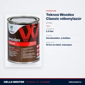 Teknos Woodex Classic vékonylazúr 0,9 L – műszaki adatok – HelloMester Kecskemét