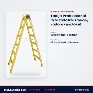 Tooljó Professional fa festőlétra 6 fokos, vödörakasztóval – műszaki adatok – HelloMester Kecskemét