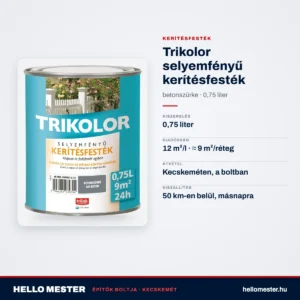 Trikolor selyemfényű kerítésfesték – betonszürke, 0,75 L – műszaki adatok – HelloMester Kecskemét