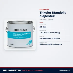 Trikolor Standolit olajfesték – 450 okker, 2,5 L – műszaki adatok – HelloMester Kecskemét