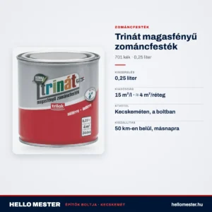 Trinát magasfényű zománcfesték – 701 kék, 0,25 L – műszaki adatok – HelloMester Kecskemét