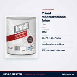 Trinát mesterzománc fehér – 1 L – műszaki adatok – HelloMester Kecskemét