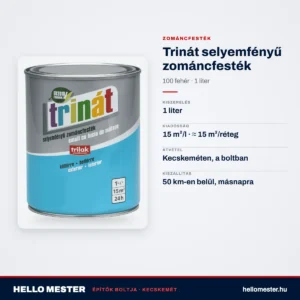 Trinát selyemfényű zománcfesték – 100 fehér, 1 L – műszaki adatok – HelloMester Kecskemét