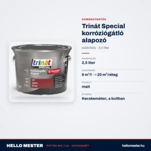 Trinát Special korróziógátló alapozó – oxidvörös, 2,5 L – műszaki adatok – HelloMester Kecskemét