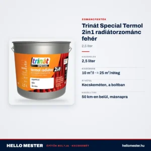 Trinát Special Termol 2in1 radiátorzománc fehér – 2,5 L – műszaki adatok – HelloMester Kecskemét