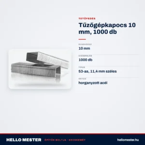 Tűzőgépkapocs 10 mm, 1000 db – műszaki adatok – HelloMester Kecskemét