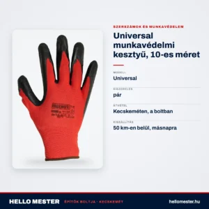 Universal munkavédelmi kesztyű, 10-es méret – műszaki adatok – HelloMester Kecskemét