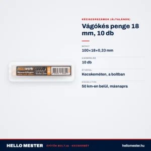 Vágókés penge 18 mm, 10 db – műszaki adatok – HelloMester Kecskemét