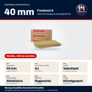 Rockwool Frontrock S vakolható homlokzati kőzetgyapot 40 mm – műszaki adatok: 40 mm, A1, vakolható | HelloMester Kecskemét