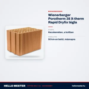Wienerberger Porotherm 38 X-therm Rapid Dryfix tégla – műszaki adatok – HelloMester Kecskemét
